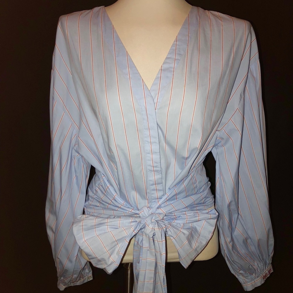 Wide strip blouse